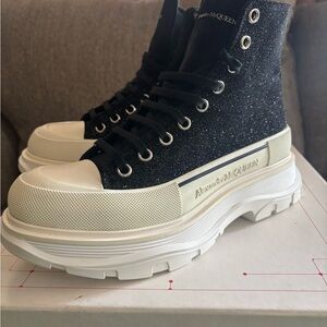Alexander McQueen Black Glitter High-Tops New Size 40
